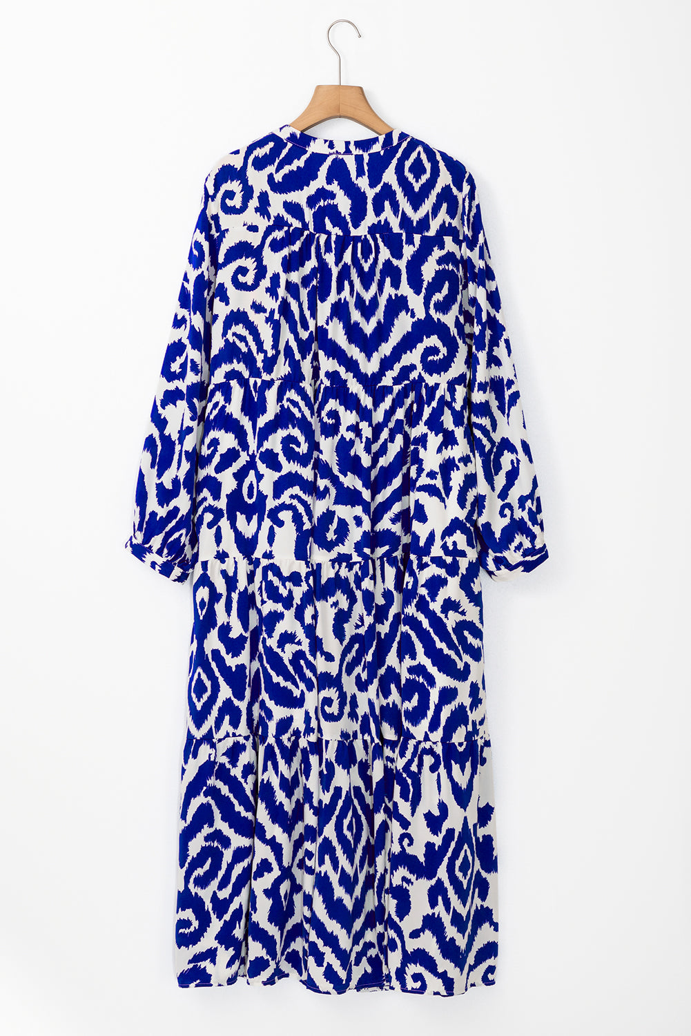 Blue Western Abstract Geometric Stampato Maxi Dress