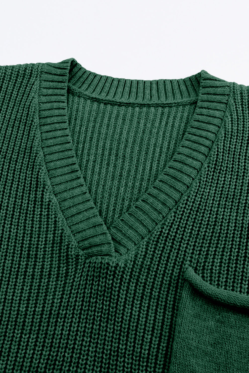 Green knitted v-neck sweater and casual pants set