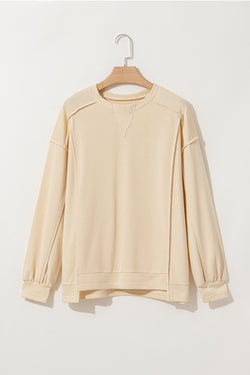 Beige and splicing beige sweatshirt