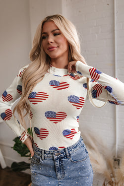 White body with long sleeve in glitter mesh Americaa