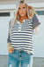 High Henley Striped button and long sleeves