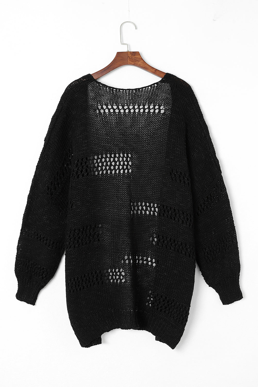 Cardigan décontracté noir à manches dolman en tricot creux-A WOMAN WE LOVE
