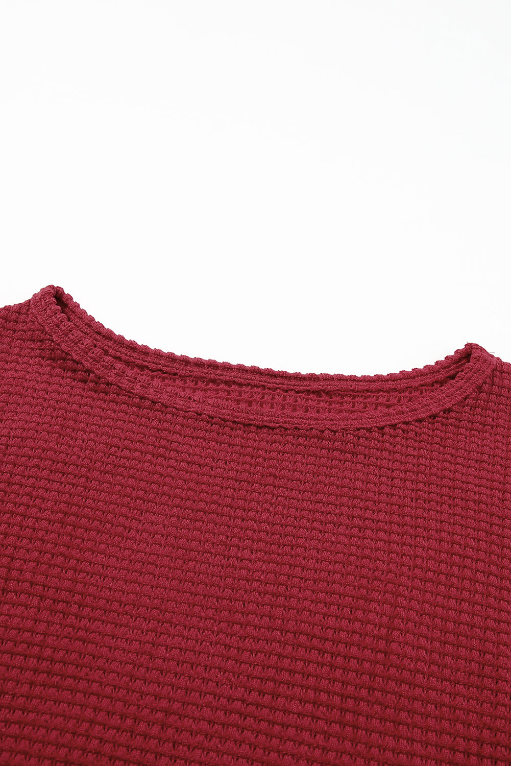 Haut à manches longues en tricot gaufré rouge vif