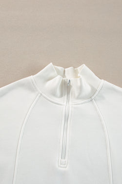 White zip-up sweatshirt with dropped shoulders