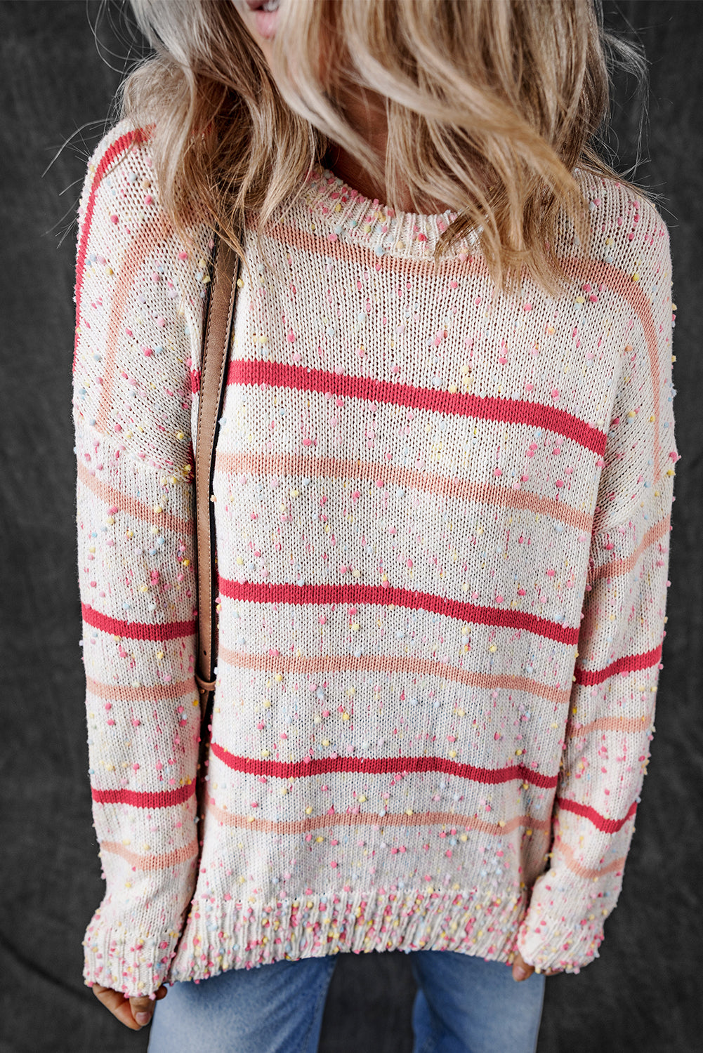 Pink and Confetti Striped Knit Sweater