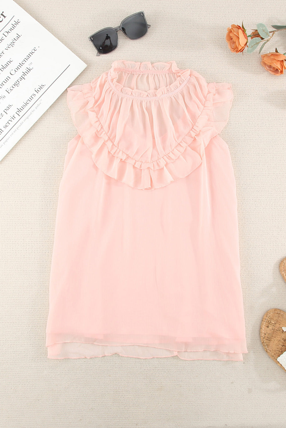 Frilled Detail Tulle Tank Top