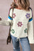 White Daisy Flower Pointelle Knit Sweater