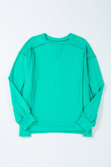 Sweat-shirt à col rond avec épissage vert menthe