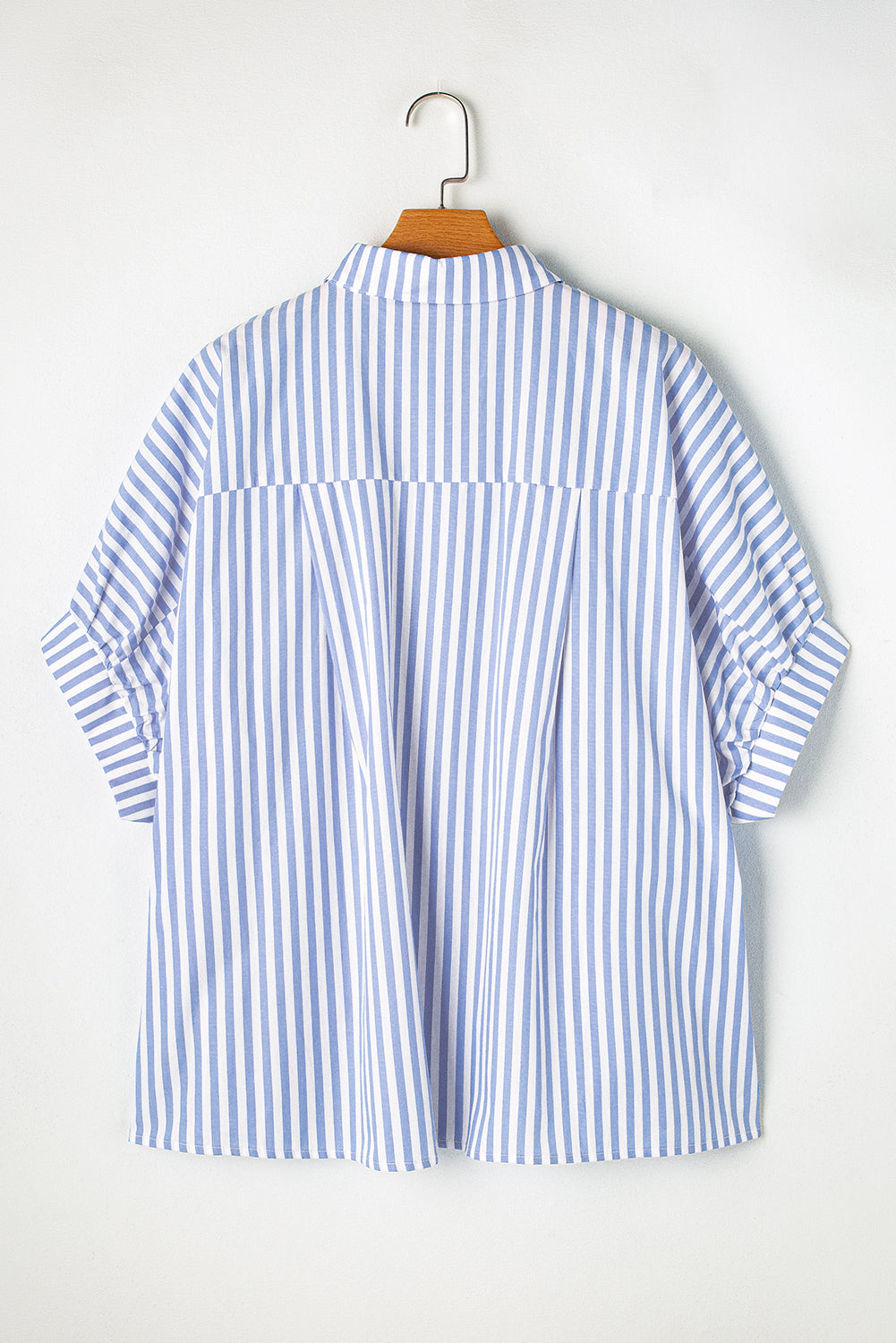 Camicia oversize a strisce blu cielo