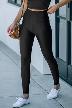 Black high waisted skinny leggings with waist cincher