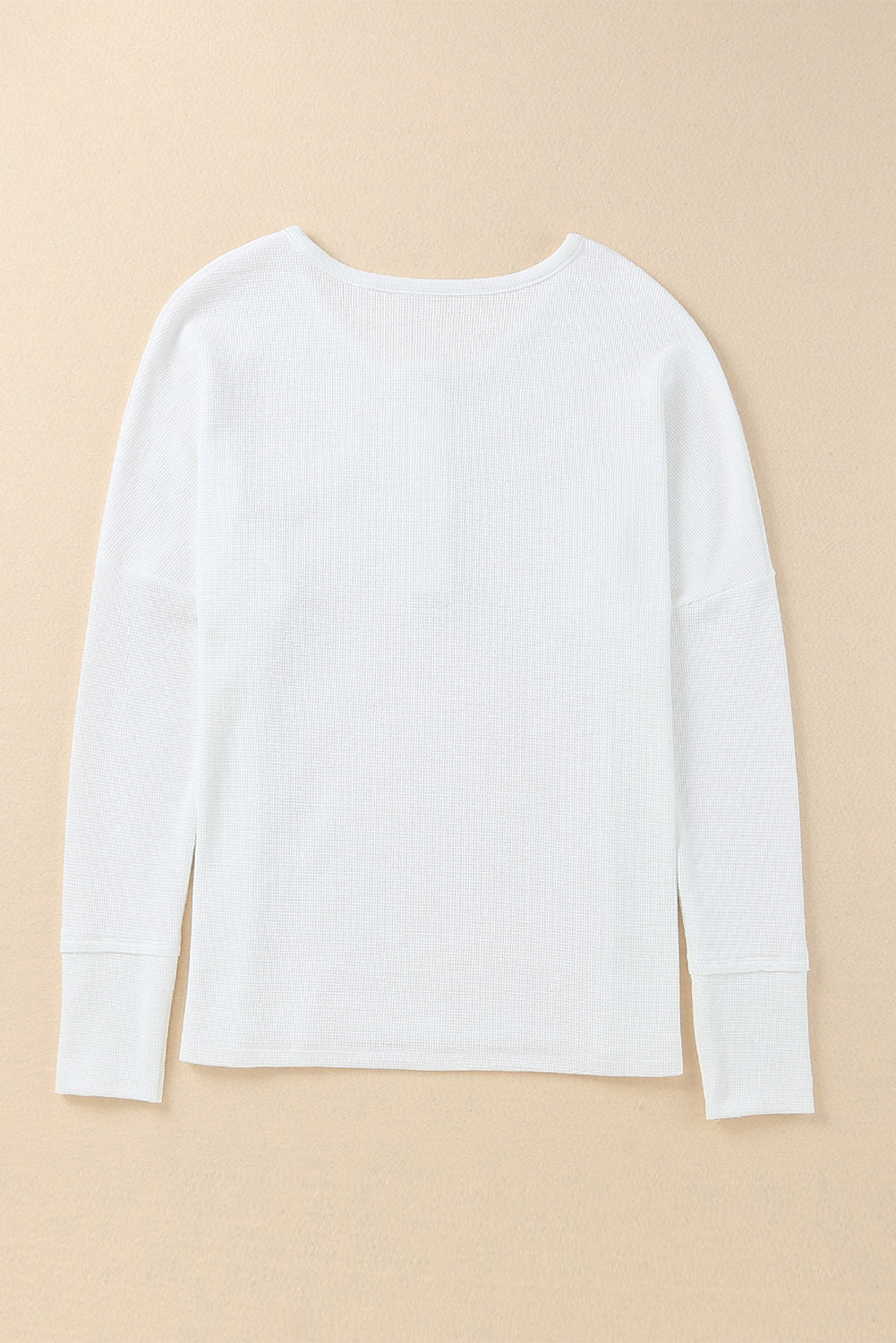 Top henley de punto tipo gofre blanco