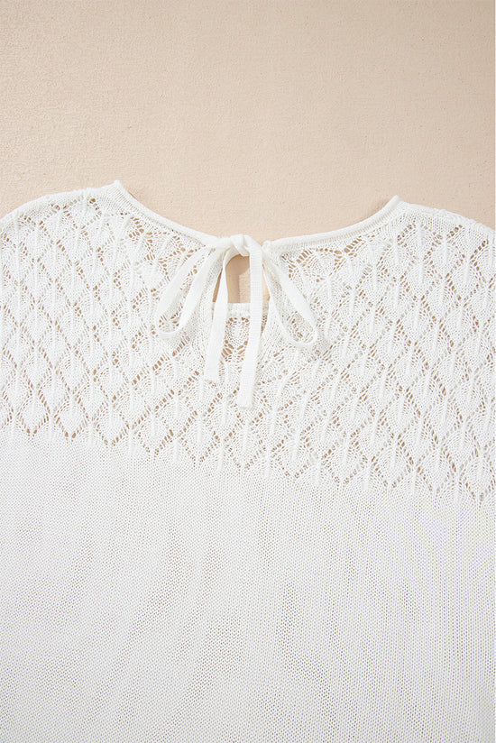 Pull blanc à manches courtes en tricot *