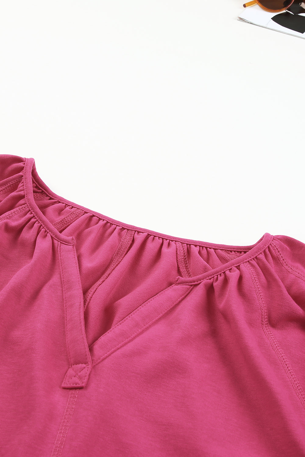 Top Dolman de Rose Split V Neck