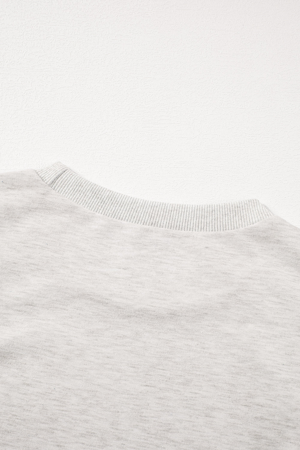 Light gray high with mid-long puffing sleeves with pearls and rhinestones