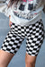 High waist cycling shorts print black checkered *