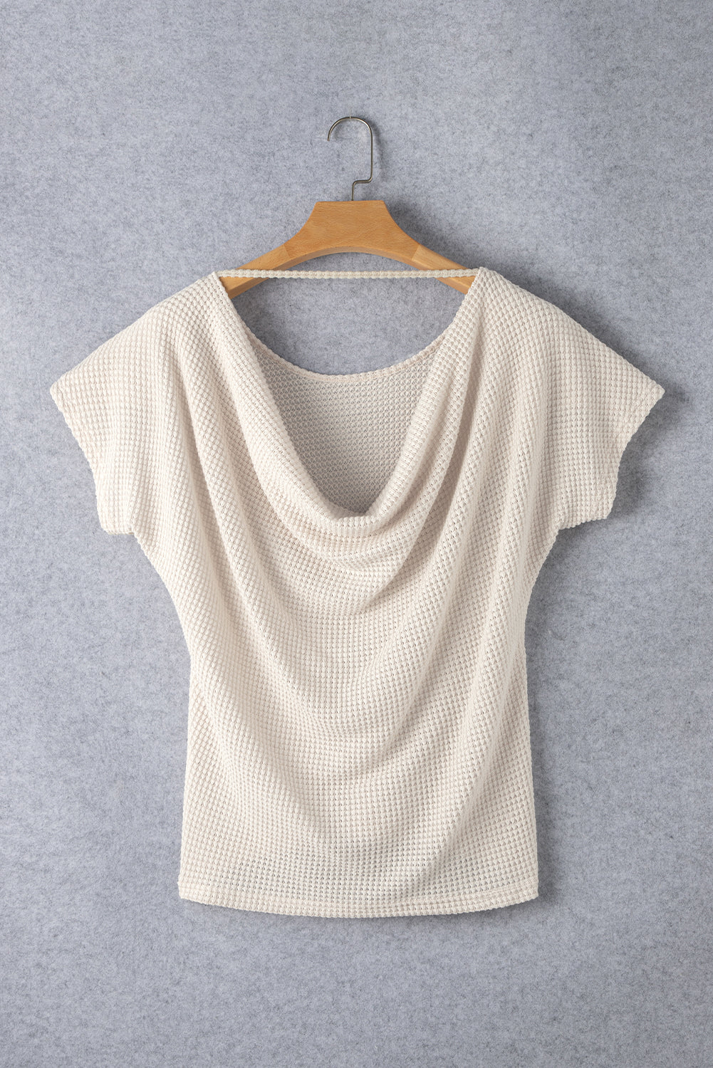 Apricot-open draped textured t-shirt
