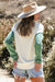 Drozing shoulder sweater and patch pockets color Block green vineyard