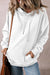 White thick hooded sweatshirt with kangaroo pocket and polar lined tightening cord