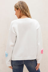 Cardigan boutonné blanc à motif floral *-A WOMAN WE LOVE