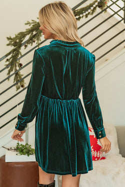 Skobeloff - Mini -Robe with buttoned ruffles on the front in velvet