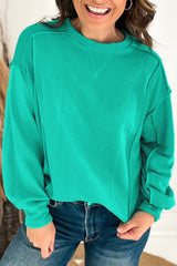 Sweat-shirt à col rond avec épissage vert menthe