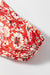 Long-sleeved folded mini-red and red-colored floral patchwork