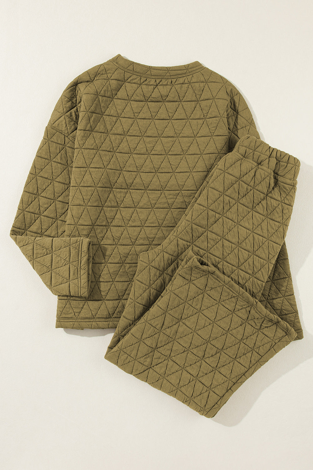 Plain Sage Green Quilted Sweater and Pants Outfit