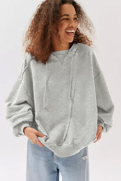 Grey Active Patchwork Warm Winter Hoodie with Detail