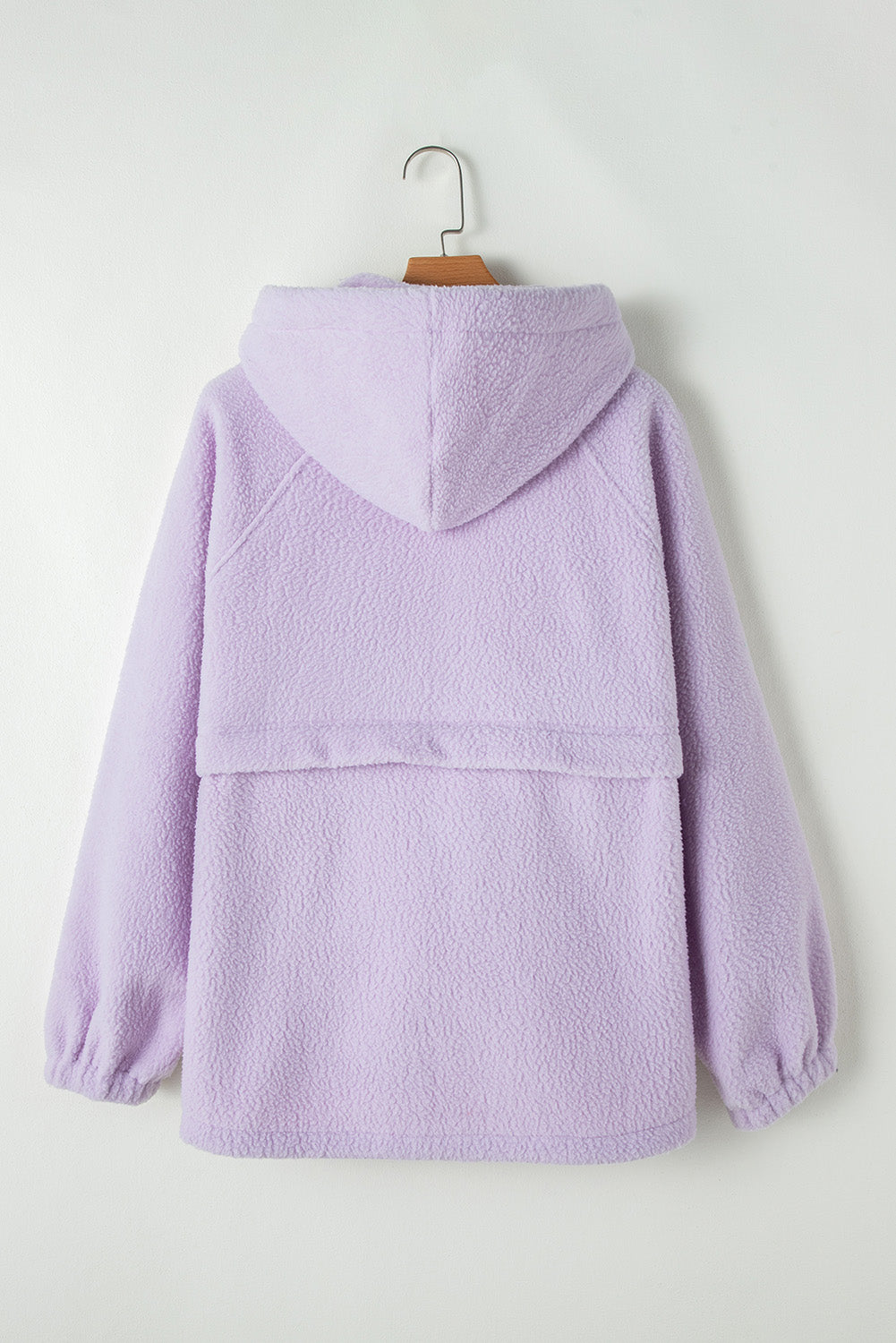 Lavendula Reißverschluss Patch Pocket Fuzzy Draw String Hoodie