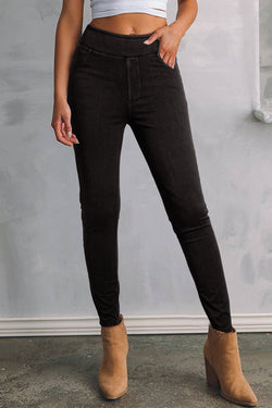 Jegging Slim Extensible Tamaño alto de color negro