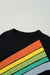 Black Sweatshirt with Color Block Arc-en-Ciel stripes