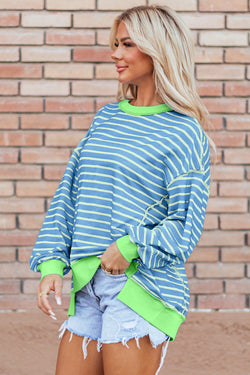 High-lower tunic-tunic sweatshirt with contrasting stripes *