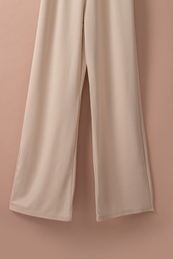 Apricot wide leg jumpsuit with bracelet sleeves