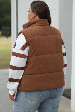 Chaqueta con cremallera cuesta arriba con cable de terciopelo acanalado