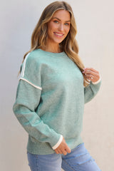 Pull à col rond Moonlight Jade color block à bords contrastés