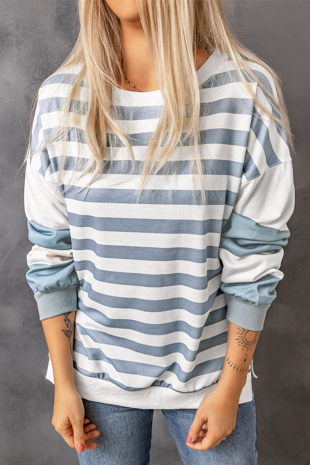 Stripe Drop schultergestreift Pullover Sweatshirt