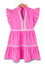 Robe à plusieurs niveaux avec col en V et manches flottantes colorblock Ric Rac rose fraise