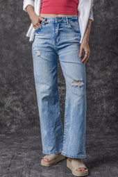 Light blue right jeans High waist aged effect