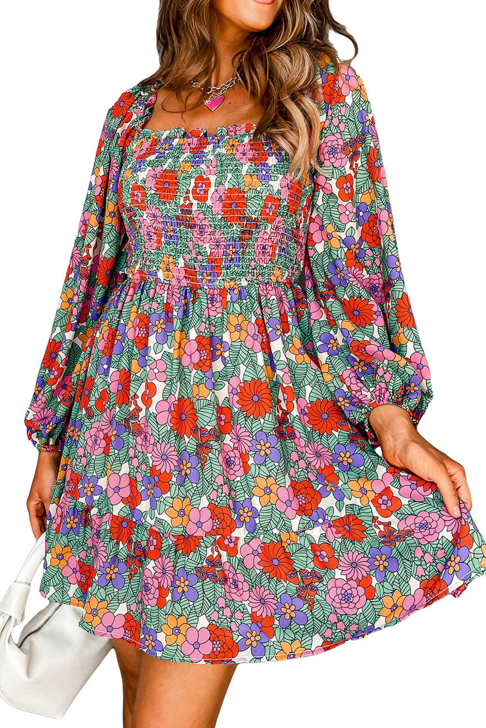 Buste floral Buste carré Robe à volants