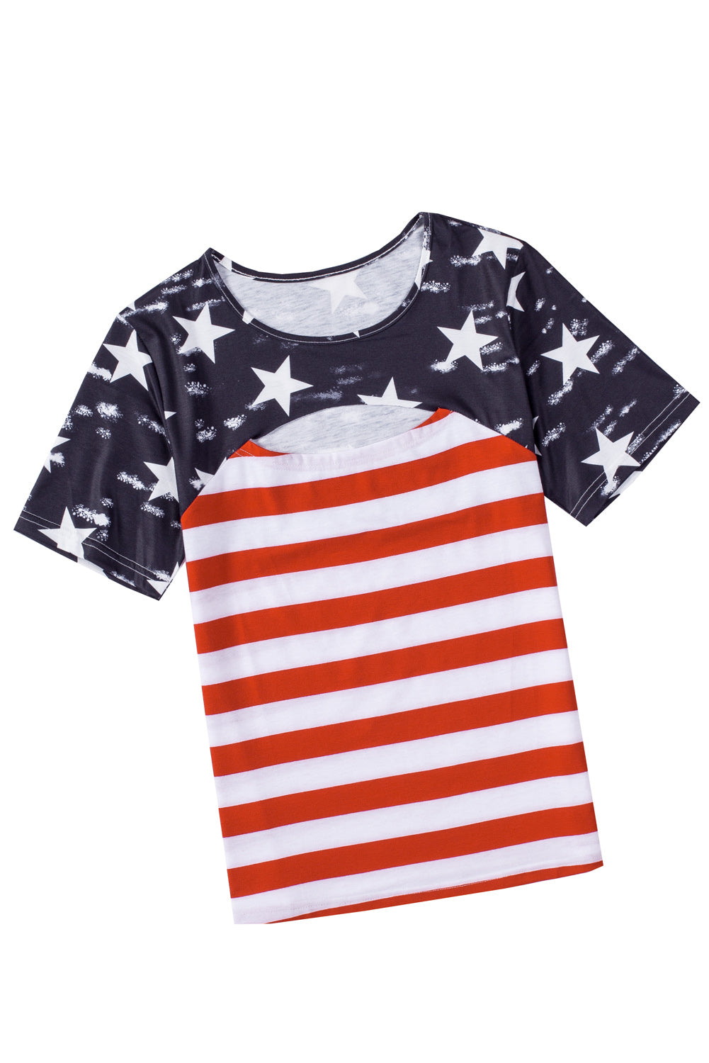 Schwarzes Kontrast amerikanischer Flaggenausschnitt T-Shirt