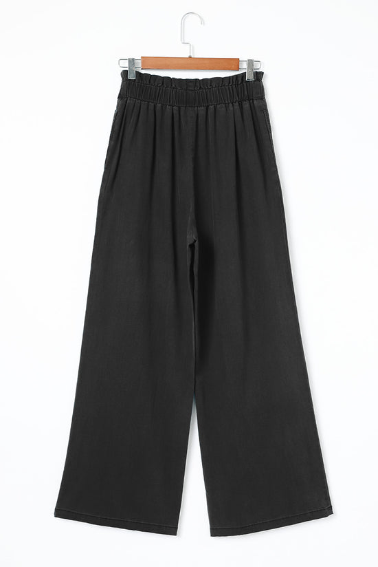 Tenncel black jeans high waist with pockets and wide leg