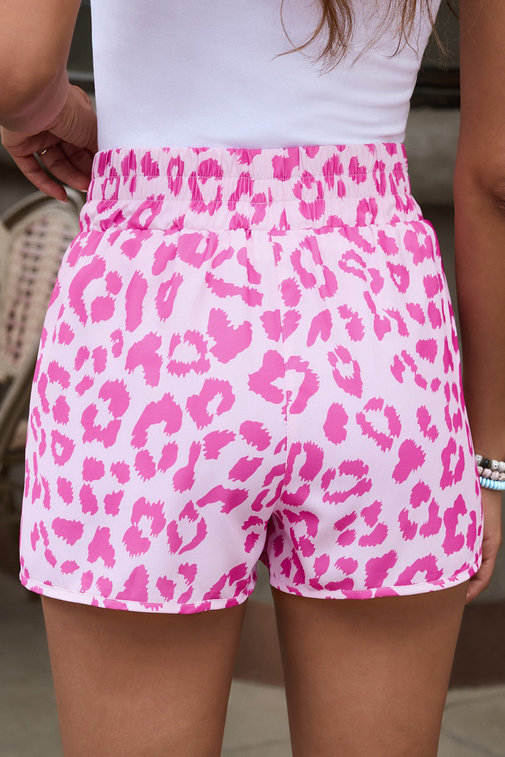 Short sportif rose léopard haute taille