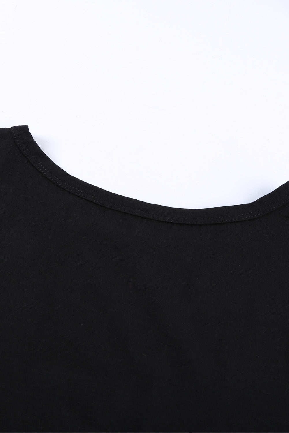 Camiseta de algodón mezclada con cuello redondo negro