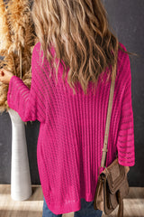 Cardigan en tricot à manches bracelet ajouré rose-A WOMAN WE LOVE