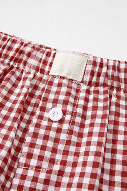 High waist shorts Vichy print Red tiles *