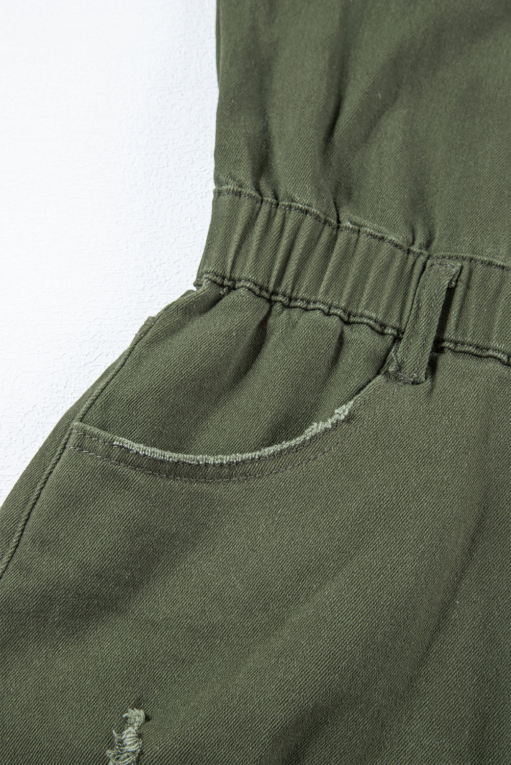 Moss Green Destned Denim Strampler ausfransen