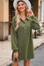 Straight dress with collar and dropped shoulders with buttons and button placket in moss green