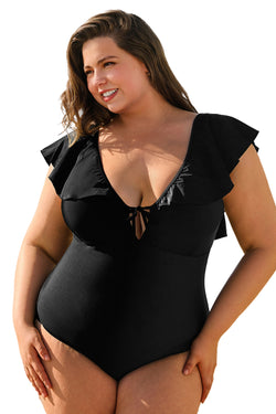 Maillot de bain une pièce noir grande taille *