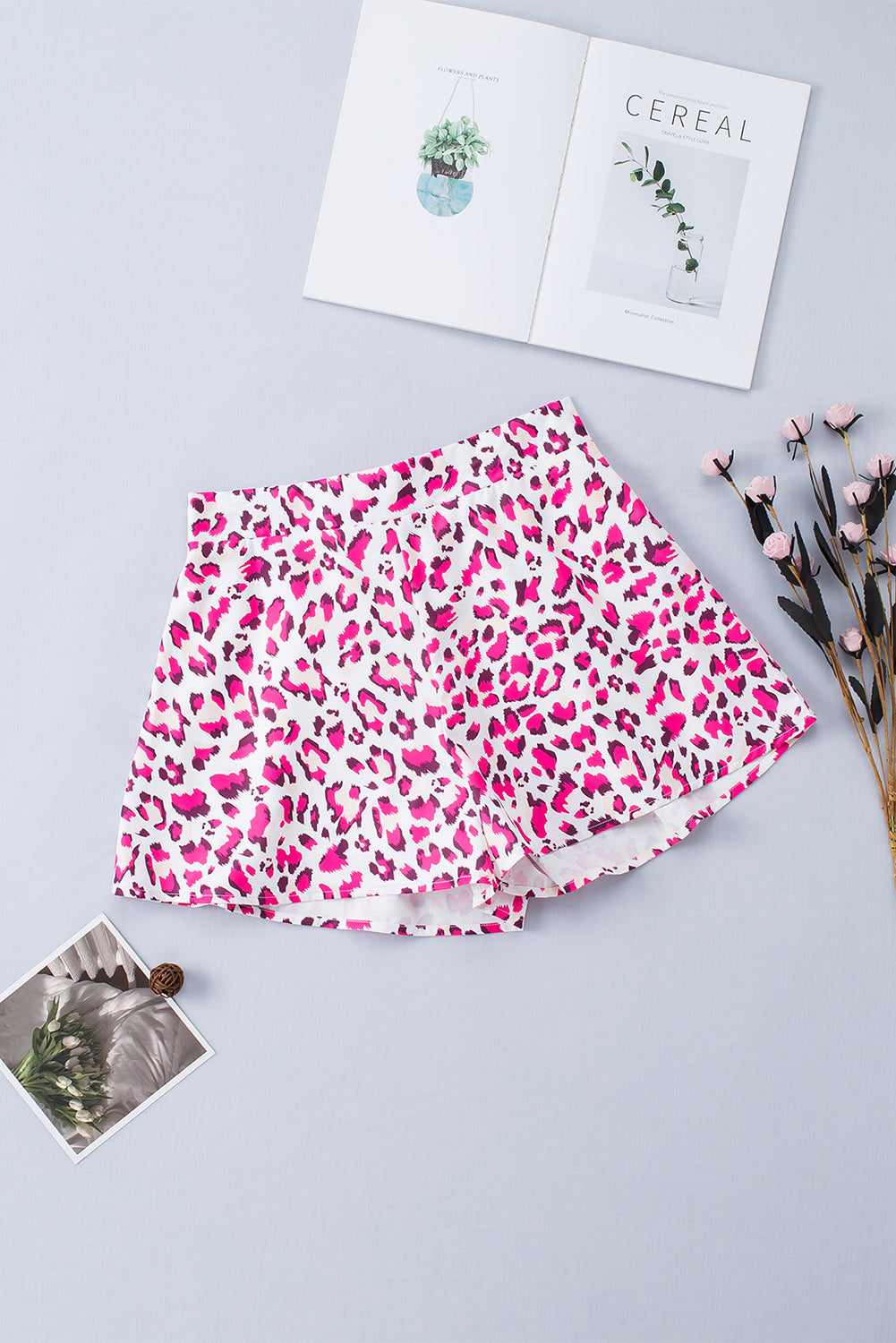 Rose Leopard Imprimir Flutter Shorts informales