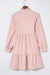 Ruffled pink dress and long -sleeved collar long collar